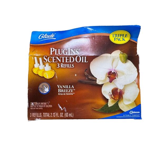 Glade Plugins Scented Oil Refills 3 Pack Discontinued Vanilla Breeze - Picture 3 of 8